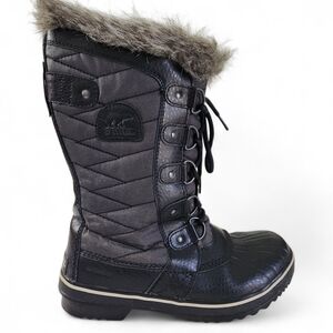 SOREL Tofino black and charcoal quilted waterproof winter boots 7
